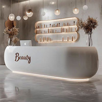 Comptoir de réception commercial laqué blanc, simple et moderne, pour bureau, salon de beauté, caisse, hôtel, bar, console