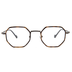 Occhiali Unisex Retrò con Montatura Esagonale in Metallo, Occhiali da Vista Classici con Montatura in Acetato a Tinta Unita ROBO RTM2004 - Product Image 6