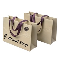 Sacs en papier personnalisés avec logo, biodégradables, en carton mat, avec poignées en ruban satiné, impression numérique pour vêtements et chaussures