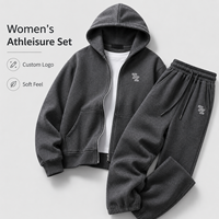 Sweat-shirt zippé à coupe ample avec capuche et pantalon à taille élastique en molleton de coton chaud pour l'entraînement, le jogging et le fitness