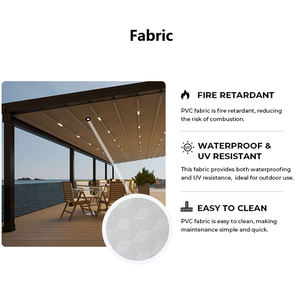 Auvent rétractable extérieur en alliage d'aluminium et PVC, étanche IP67, avec télécommande, revêtement poudré, style moderne et luxueux. - Product Image 3