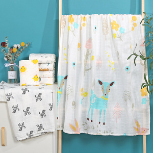 Toalla Envolvente de Algodón Puro de Doble Capa para Bebés Recién Nacidos con Funda de Dibujos Animados, Manta de Baño para Niños Pequeños - Product Image 1