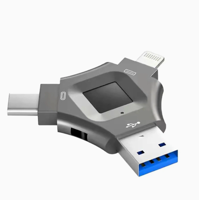 3 in 1 High Tech Security USB Fingerprint Reader 64GB 128GB 256GB 512GB Secure Pen Drive USB Flash Drive