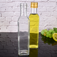 Bouteilles en verre Marasca traditionnelles de 100 ml, 250 ml, 500 ml, 750 ml, 1000 ml avec bouchons verseurs colorés de 31,5 mm pour le stockage des huiles