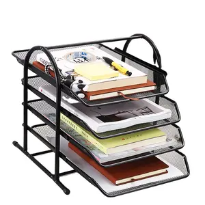 Desktop pengatur dokumen kantor rak File Organizer dokumen Mesh Tray Desktop huruf pemegang 4-tier kertas File Tray