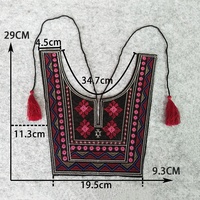 Collier fantaisie brodé multi-motifs floraux tribaux en gros, patch à coudre avec pompons pour la décoration DIY des vêtements