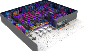 Équipement de parc de trampolines en plastique personnalisé, directement de l'usine, grande structure de gym multi-glissières pour adolescents et adultes, certifié CE ASTIM, capacité 500 personnes - Product Image 3