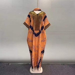 Wholesale New Middle Eastern Muslim Robe Short Sleeved Sequined Round Neck Elegant Dress - Product Image 2