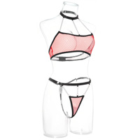 Nouveau Style exotique transparent filet de pêche femmes ensemble de sous-vêtements sexy chaîne suspendue soutien-gorge bref ensemble