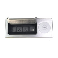Prise de courant de bureau escamotable 3 prises 2 ports USB avec charge rapide sans fil 18W pour tables de conférence, prise US 10A