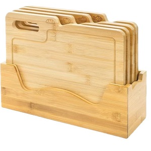 Bamboo Cutting <b>Board</b> Set Rectangle With Handle Multipurpose Kitchen Use - Product Image 5