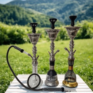 Set de Shisha/Hookah de Acero Inoxidable con Acabado Espejo, Base de Vidrio, Manguera Individual, Estilo Árabe para Bar o Salón - Product Image 1