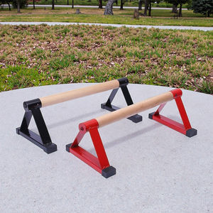 Barra de realce Barra de acero de madera Soportes de inmersión Mango Equipo de calistenia Barras paralelas de madera Entrenamiento de calle Madera y acero - Product Image 4