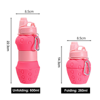 Bouteille en silicone à bas prix, 600 ml, pliable, sans BPA, en silicone PP, gourde pliable, bouteille à boire