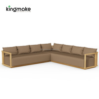 Canapé d'angle en L de luxe moderne en teck pour hôtel, ensemble de canapés de jardin avec foyer, mobilier d'extérieur durable pour la vente en gros