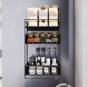 Étagère murale magnétique en fer pour réfrigérateur, support de rangement multifonctionnel, étagère à tiroirs multicouche sans installation - Product Image 4