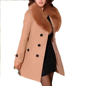 2025 gros double boutonnage femmes manteaux <span class=keywords><strong>hiver</strong></span> femmes grand col de fourrure <span class=keywords><strong>femme</strong></span> longue Section laine <span class=keywords><strong>manteau</strong></span> - Product Image 3