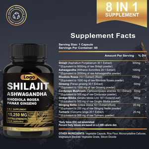 Cápsulas de Extracto de Musgo Marino, Shilajit y Ashwagandha, Aceite de Semillas Negras, Suplemento 8 en 1 Antioxidante, Refuerzo Inmunológico y Muscular, Todo en Uno - Product Image 3