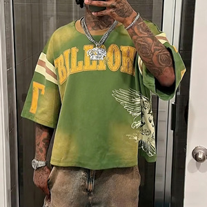 Camiseta Masculina Personalizada com Logotipo em Algodão Estilo Hip Hop, com Estampa Marcante, Pesada, Lavada com Ácido, de Luxo, Streetwear, Cropped Superdimensionada e Boxy - Product Image 1