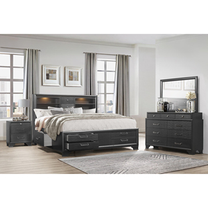 Civic Grey Nightstand With Two <b>Drawers</b> Modern Bedroom <b>Storage</b> <b>Drawer</b> Unit - Product Image 4