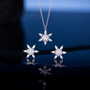 Hübsche Mode vergoldete und versilberte glänzende Zirkon Sonnenblume Ohr stecker mit Anhänger Halskette Schmuck Set für Frauen Geschenk - Product Image 2