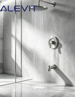 Ensemble de douche encastré en acier inoxydable brossé avec système de douche intégré et effet pluie, homologué UPC CUPC, pour salle de bain murale