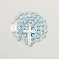 Offre Spéciale perle 8mm perles de verre catholique jésus croix chapelet vierge marie médaille collier bijoux religieux en gros