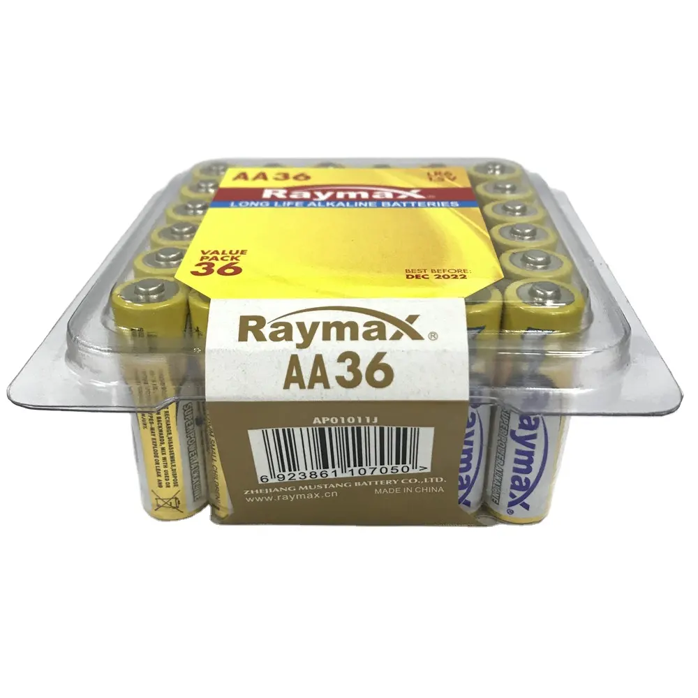 Raymax 개인 상표 배터리 1.5V LR6 AA36 상자 패키지 디지털 알카라인 배터리