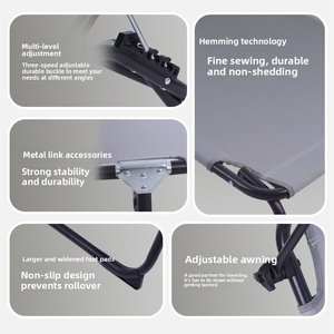 Ensemble <span class=keywords><strong>chaise</strong></span> lune et transat pliables d'extérieur – Lit de plage et de camping portable au design moderne - Product Image 5
