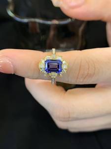 Smeraldo taglio laboratorio zaffiro pietra preziosa diamante <span class=keywords><strong>Miss</strong></span> anello 18K oro giallo massiccio con laboratorio di anelli di diamante pietra gemma anello di fidanzamento - Product Image 2