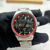 Montre automatique squelette pour homme, mouvement mécanique, boîtier en alliage, bracelet en acier inoxydable, cadran personnalisé OEM, étanche, pour affaires