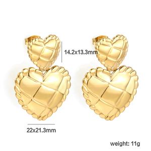 Pendientes de Acero Inoxidable Hipoalergénicos, Ligeros y Modernos para Mujer, Chapados en Oro de 18K, con Doble Capa y Textura de Corazón - Product Image 2