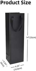 Bolsa de Regalo Reutilizable para Vino Negra con Bolsas de Organza para Botellas, Bolsas de Papel Kraft para Whisky/Licores - Product Image 2