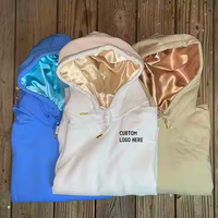 Fabricant de sweat-shirt de luxe en molleton 100% coton Personnalisation surdimensionné Satin doublé soie survêtement à capuche avec motif 3D