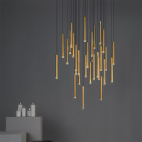 Lampe Suspendue LED Moderne Personnalisable pour Hall d'Hôtel, Hall d'Ascenseur, Décoration de Tube Droit, Luminaire Suspendu pour Cuisine