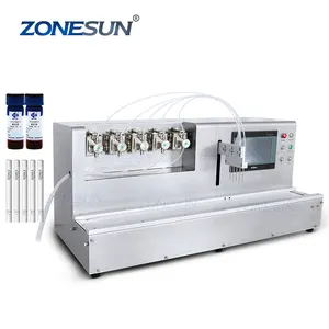 Zonesun ZS-YTCPD5 Automatische Vijf Hoofden Keramische Pomp Cosmetische Parfum Flacon Etherische Olie Reageerbuis Vloeibare Vulmachine