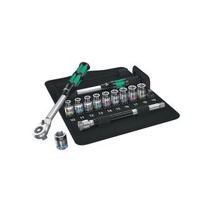 ชุดประแจซ็อกเก็ต wera 8006 SC 1 14-ส่วน1/2นิ้วความกว้างของแฟลต10-19มม. จำนวนฟัน72หกเหลี่ยม - Product Image 1