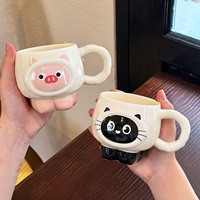 Mug en céramique 3D en forme de chat, cochon ou chien, mignon, pour café, un cadeau incroyable pour les filles