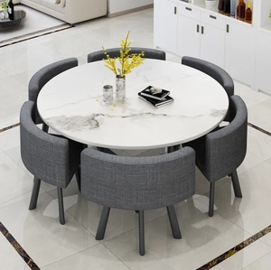 Set Tavolo da Pranzo <span class=keywords><strong>e</strong></span> Sedie Moderno in Stile Nordico a Quattro Posti in Stabile Marmo Arredo Casa per Cene in Soggiorno - Product Image 3
