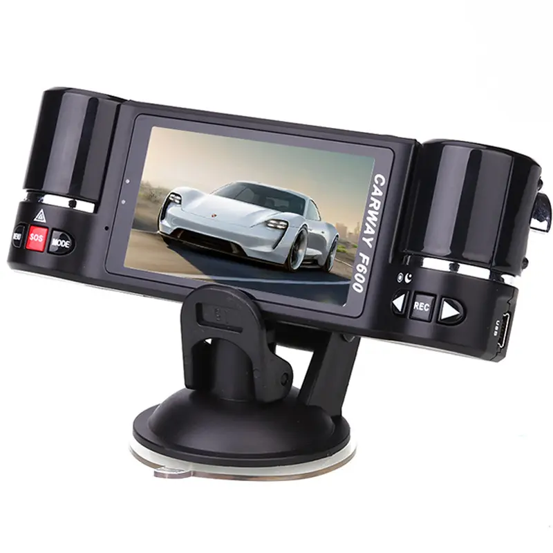 가득 차있는 1080P Carway F600 차 DVR 2.7 "TFT LCD 돌진 사진기 120 도 자전된 렌즈 야간 시계 이중 렌즈 비디오 녹화기