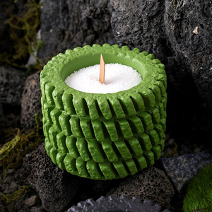 Vente en gros de pots à bougies en ciment à texture de <span class=keywords><strong>pneu</strong></span> 3D, multicolores, avec mèche en bois, porte-bougies parfumés en béton - Product Image 3