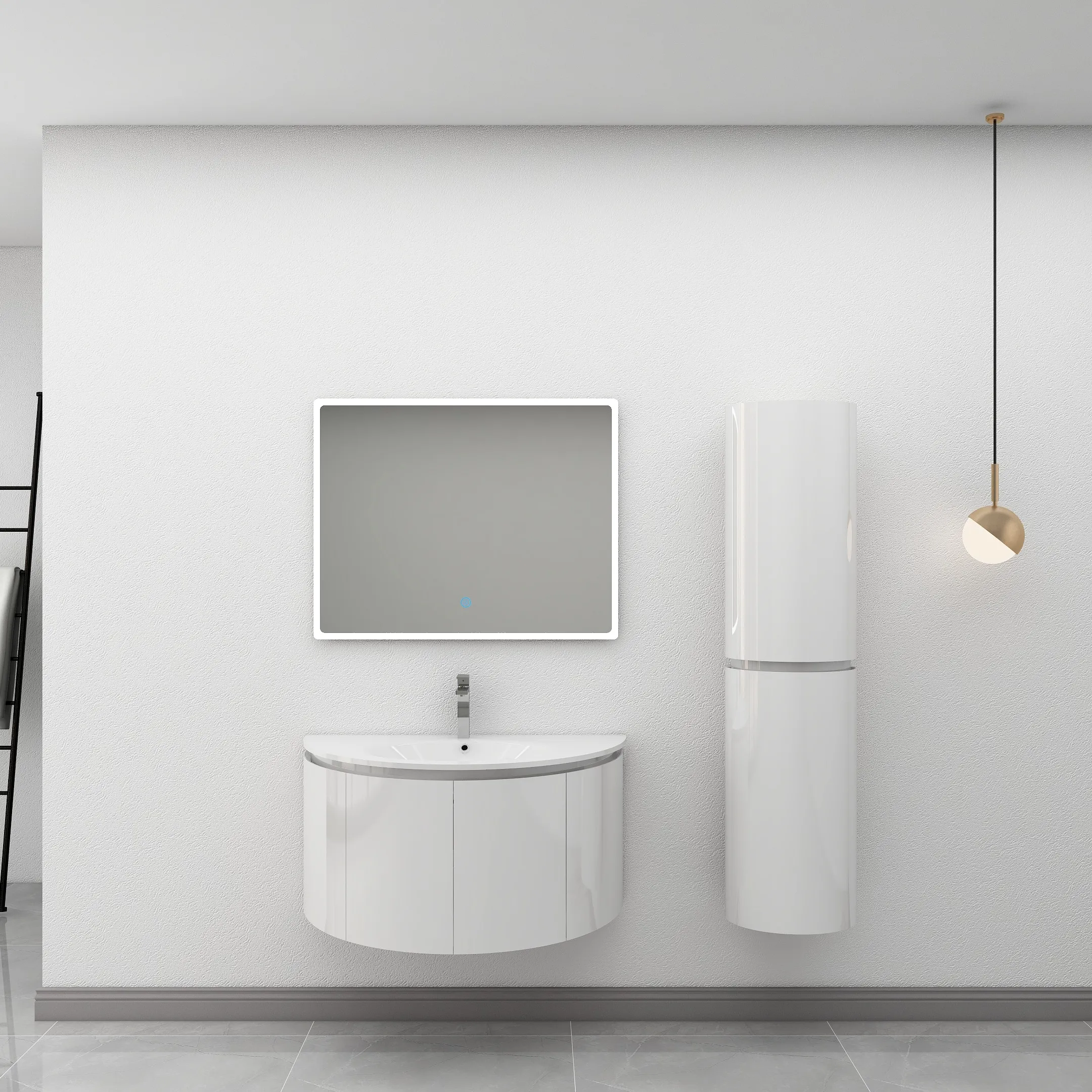 100CM आधुनिक डिजाइन के साथ संयोजन स्मार्ट दर्पण पीवीसी बाथरूम आपा कैबिनेट