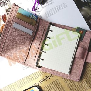 Sistema de sobres de efectivo personalizado organizador de dinero ahorro desafío presupuesto 5 anillas carpeta planificador cubierta de cuero cuaderno <span class=keywords><strong>A8</strong></span> rubor Rosa M - Product Image 4