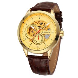 T vincitore oro blu colori <span class=keywords><strong>Minimal</strong></span> dolce uomo regalo Auto orologi da polso uomo di lusso in pelle <span class=keywords><strong>orologio</strong></span> automatico automatico scheletro meccanico - Product Image 2