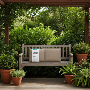 Coussins de banc de jardin d'extérieur, tissu Oxford taupe, 100% polyester, durables, rectangulaires, amovibles, lavables, toutes saisons - Product Image 2