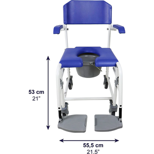 <b>Shower</b> <b>Chair</b> with Wheels for Seniors, Wheelchair with Commode, Blue Bath <b>Chair</b> KMINA K30014 - Product Image 5