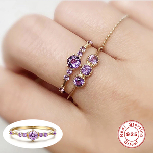 Anillo de Boda ROXI de Plata de Ley S925 con Circonita Morada, Estilo Europeo y Americano, Combinable con Todo - Product Image 4
