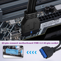 Cable USB 3.0 de 20 pines para placa base de 25 cm, con 2 puertos USB 3.0 hembra para panel frontal, precio de fábrica al por mayor