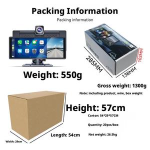 10.26 "xách tay không dây Carplay Android Auto 4k ống kính kép DVR <span class=keywords><strong>Monitor</strong></span> Player Car đài phát thanh hỗ trợ camera phía sau cho xe ô tô xe tải van - Product Image 3