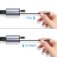 Station de charge rapide pour téléphone, chargeur 4 en 1 avec écran LED numérique, 2 câbles rétractables, type C, chargeur de voiture portable pour téléphone portable